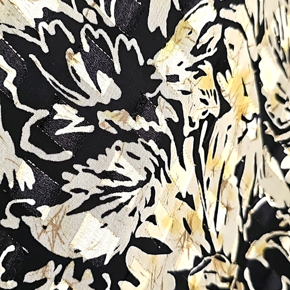 Nwt Saks Fifth Ave. Cattiva   Blk/Tan/Gold Floral Chiffon  Dress/Jacket  2pc Set - Picture 17 of 17